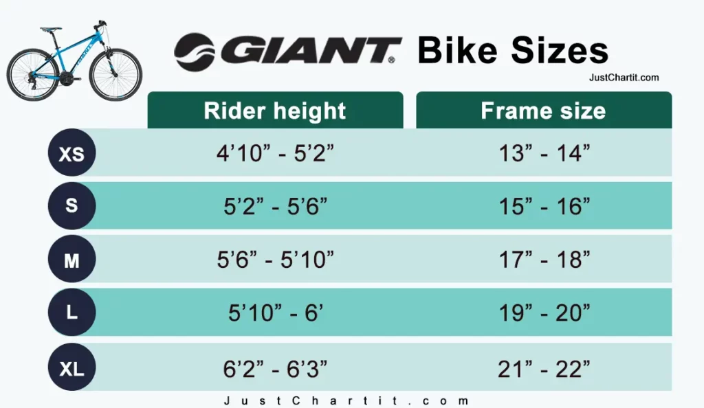 Giant Bike Size Chart All Type Of Bikes Size Guide In Cm 