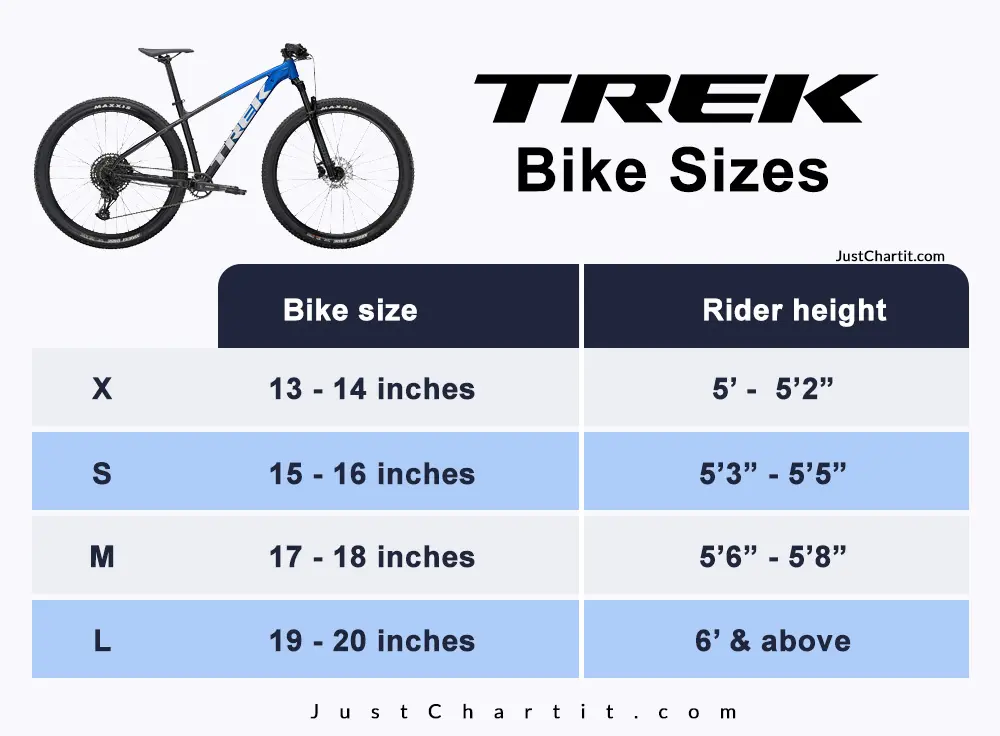 trek road bike size chart by height